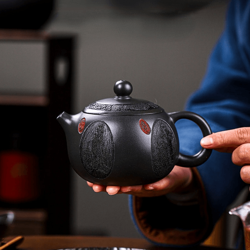 Full Handmade Yixing Zisha Teapot [Xiang Yun Xishi] (Shenjing Mo Lu Ni - 430ml) - YIQIN TEA HOUSE | yiqinteahouse.com | >300ml, full handmade zisha teapot, new arrival, teapot, teaware