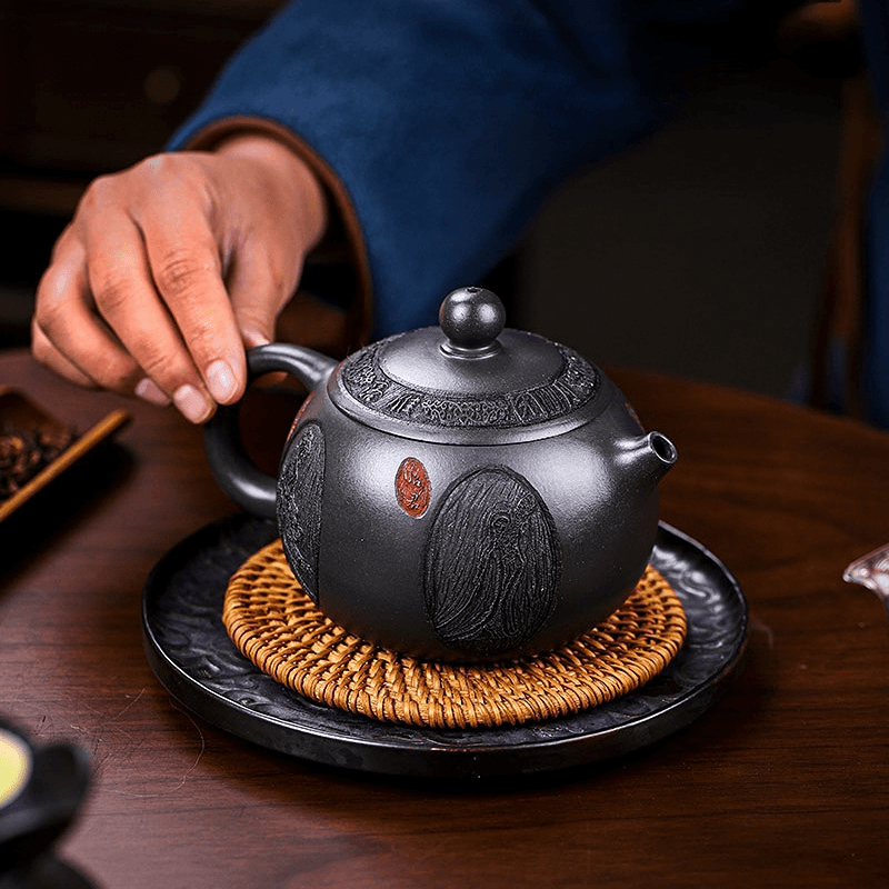 Full Handmade Yixing Zisha Teapot [Xiang Yun Xishi] (Shenjing Mo Lu Ni - 430ml) - YIQIN TEA HOUSE | yiqinteahouse.com | >300ml, full handmade zisha teapot, new arrival, teapot, teaware