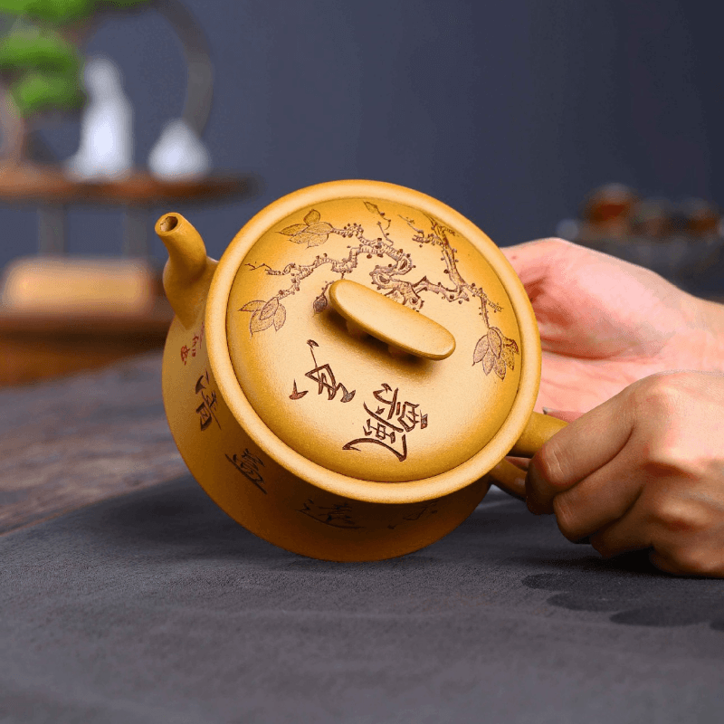 Full Handmade Yixing Zisha Teapot [Xiangyuan Yiqing] (Huangjin Duan - 300ml) - YIQIN TEA HOUSE | yiqinteahouse.com | 200-300ml, full handmade zisha teapot, new arrival, teapot, teaware