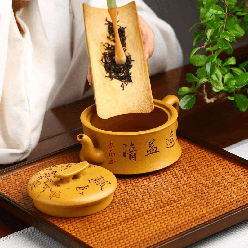 Full Handmade Yixing Zisha Teapot [Xiangyuan Yiqing] (Huangjin Duan - 300ml) - YIQIN TEA HOUSE | yiqinteahouse.com | 200-300ml, full handmade zisha teapot, new arrival, teapot, teaware