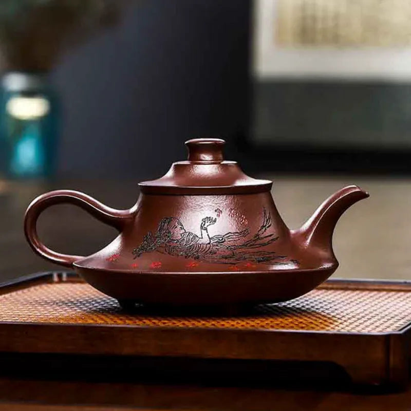 Full Handmade Yixing Zisha Teapot [Xiannu San Hua] (Shi Hong - 360ml) - YIQIN TEA HOUSE | yiqinteahouse.com | >300ml, full handmade zisha teapot, new arrival, teapot, teaware