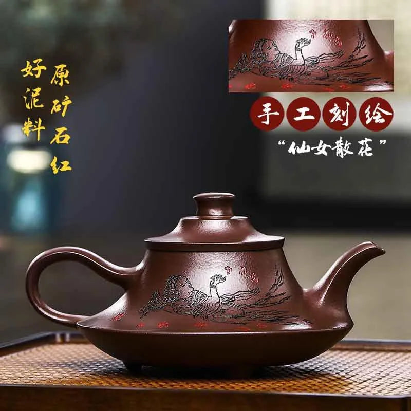 Full Handmade Yixing Zisha Teapot [Xiannu San Hua] (Shi Hong - 360ml) - YIQIN TEA HOUSE | yiqinteahouse.com | >300ml, full handmade zisha teapot, new arrival, teapot, teaware