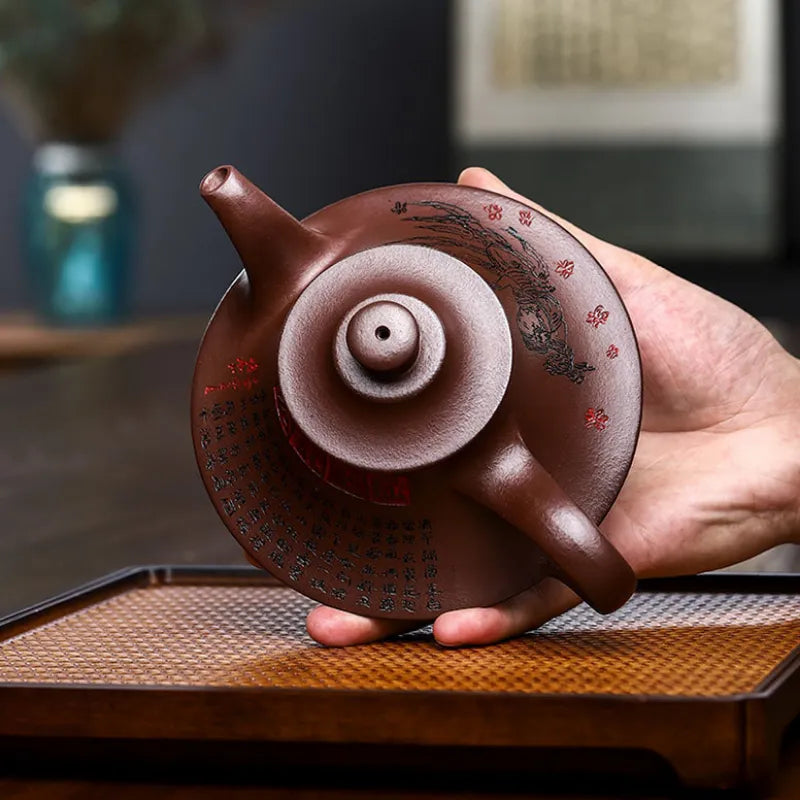 Full Handmade Yixing Zisha Teapot [Xiannu San Hua] (Shi Hong - 360ml) - YIQIN TEA HOUSE | yiqinteahouse.com | >300ml, full handmade zisha teapot, new arrival, teapot, teaware