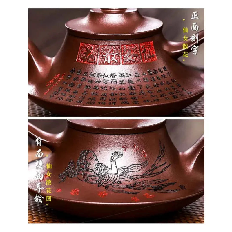 Full Handmade Yixing Zisha Teapot [Xiannu San Hua] (Shi Hong - 360ml) - YIQIN TEA HOUSE | yiqinteahouse.com | >300ml, full handmade zisha teapot, new arrival, teapot, teaware