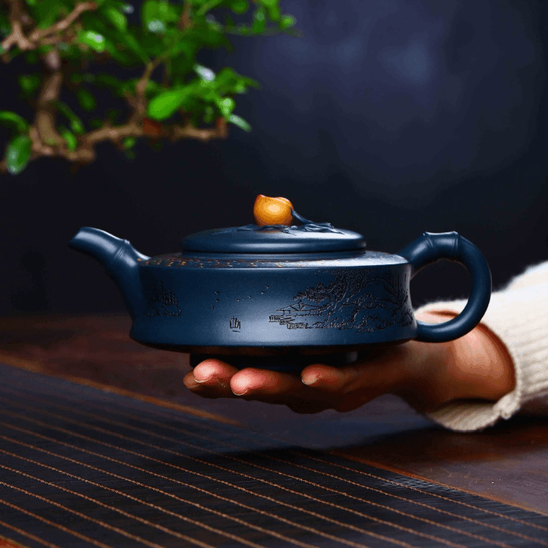 Full Handmade Yixing Purple Clay Teapot [Xiantao] | 全手工宜兴紫砂壶 珍藏天青泥 [仙桃] - YIQIN TEA HOUSE 一沁茶舍  |  yiqinteahouse.com