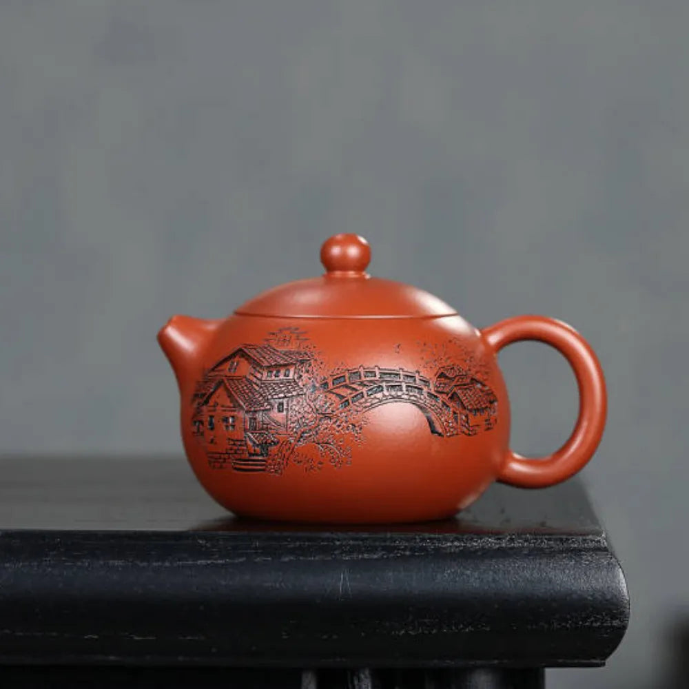 Full Handmade Yixing Zisha Teapot [Yi Jiangnan Xishi Pot] (Dahongpao - 200ml) - YIQIN TEA HOUSE | yiqinteahouse.com | 200-300ml, full handmade zisha teapot, new arrival, teapot, teaware