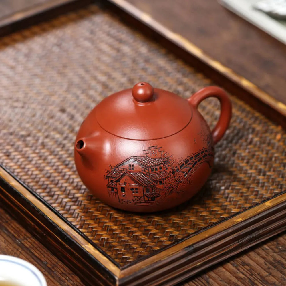 Full Handmade Yixing Zisha Teapot [Yi Jiangnan Xishi Pot] (Dahongpao - 200ml) - YIQIN TEA HOUSE | yiqinteahouse.com | 200-300ml, full handmade zisha teapot, new arrival, teapot, teaware