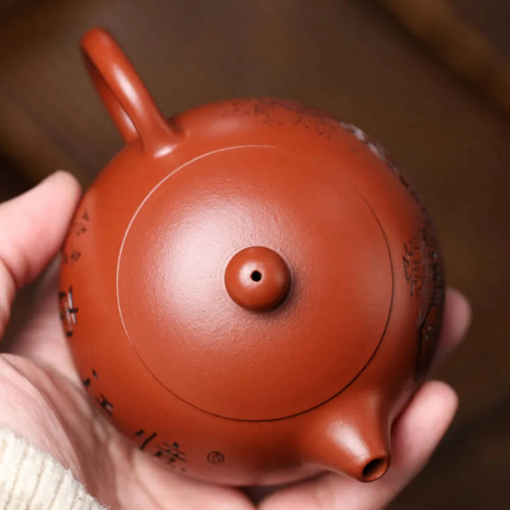 Full Handmade Yixing Zisha Teapot [Yi Jiangnan Xishi Pot] (Dahongpao - 200ml) - YIQIN TEA HOUSE | yiqinteahouse.com | 200-300ml, full handmade zisha teapot, new arrival, teapot, teaware