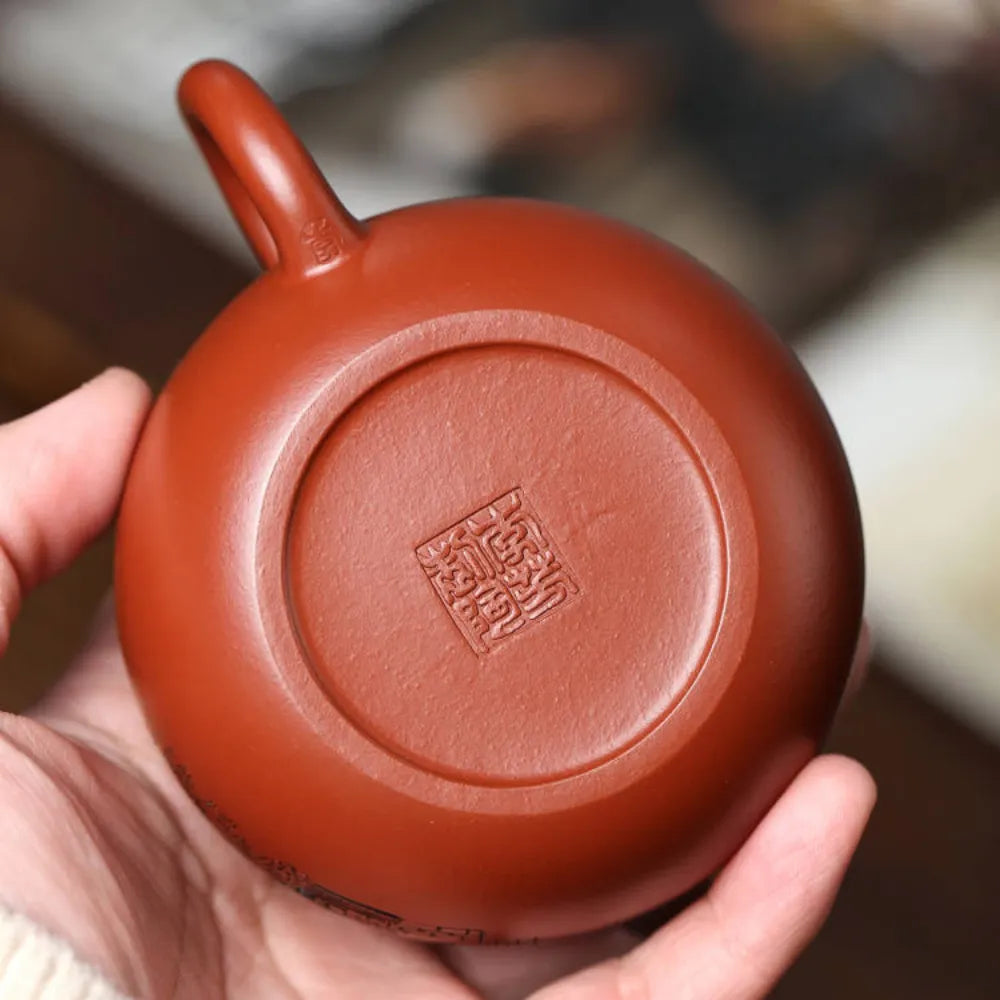 Full Handmade Yixing Zisha Teapot [Yi Jiangnan Xishi Pot] (Dahongpao - 200ml) - YIQIN TEA HOUSE | yiqinteahouse.com | 200-300ml, full handmade zisha teapot, new arrival, teapot, teaware