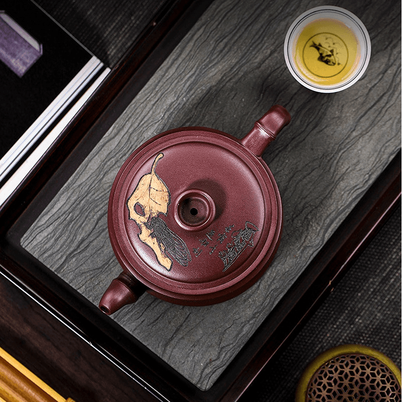 Full Handmade Yixing Zisha Teapot [Yi Ye Zhi Qiu] (Zi Xue Sha - 280ml) - YIQIN TEA HOUSE | yiqinteahouse.com | 200-300ml, full handmade zisha teapot, new arrival, teapot, teaware