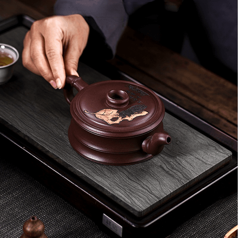 Full Handmade Yixing Zisha Teapot [Yi Ye Zhi Qiu] (Zi Xue Sha - 280ml) - YIQIN TEA HOUSE | yiqinteahouse.com | 200-300ml, full handmade zisha teapot, new arrival, teapot, teaware