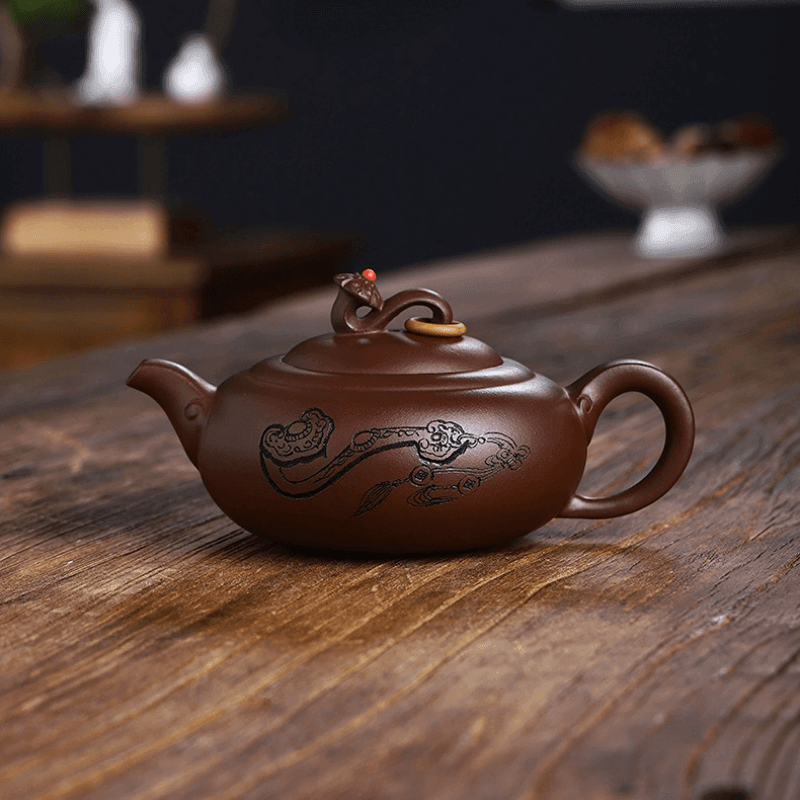 Full Handmade Yixing Zisha Teapot [Yu Ruyi] (Shi Hong - 350ml) - YIQIN TEA HOUSE | yiqinteahouse.com | >300ml, full handmade zisha teapot, new arrival, teapot, teaware