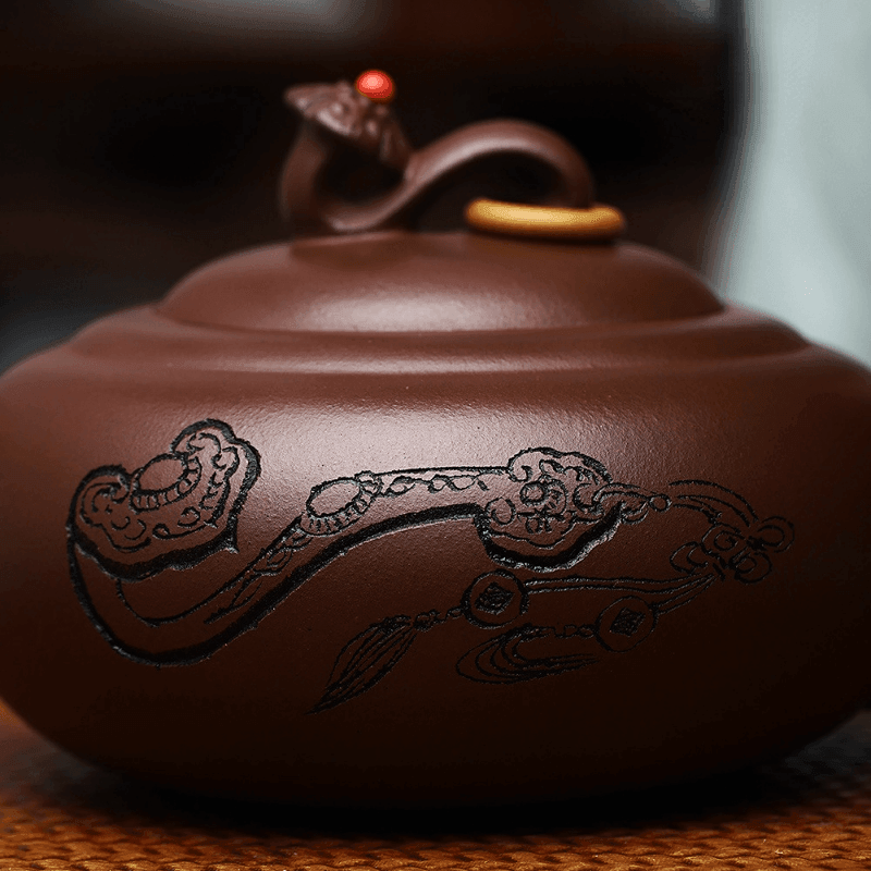 Full Handmade Yixing Zisha Teapot [Yu Ruyi] (Shi Hong - 350ml) - YIQIN TEA HOUSE | yiqinteahouse.com | >300ml, full handmade zisha teapot, new arrival, teapot, teaware