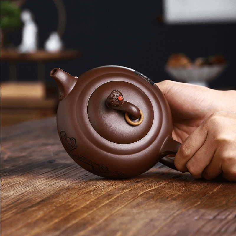 Full Handmade Yixing Zisha Teapot [Yu Ruyi] (Shi Hong - 350ml) - YIQIN TEA HOUSE | yiqinteahouse.com | >300ml, full handmade zisha teapot, new arrival, teapot, teaware