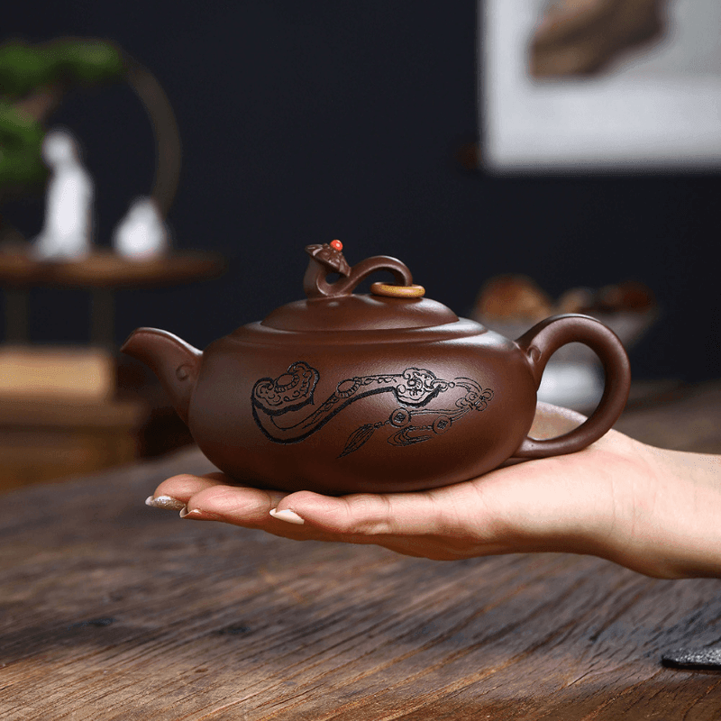 Full Handmade Yixing Zisha Teapot [Yu Ruyi] (Shi Hong - 350ml) - YIQIN TEA HOUSE | yiqinteahouse.com | >300ml, full handmade zisha teapot, new arrival, teapot, teaware