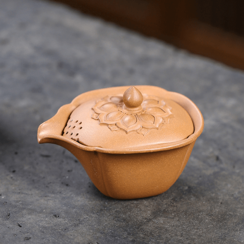 Handmade Yixing Zisha Hand-Grab Pot / Teapot [Lotus] (Zi Ni/Jiang Po Ni - 170ml) - YIQIN TEA HOUSE | yiqinteahouse.com | gaiwan, new arrival, teapot, teaware, zisha teapot