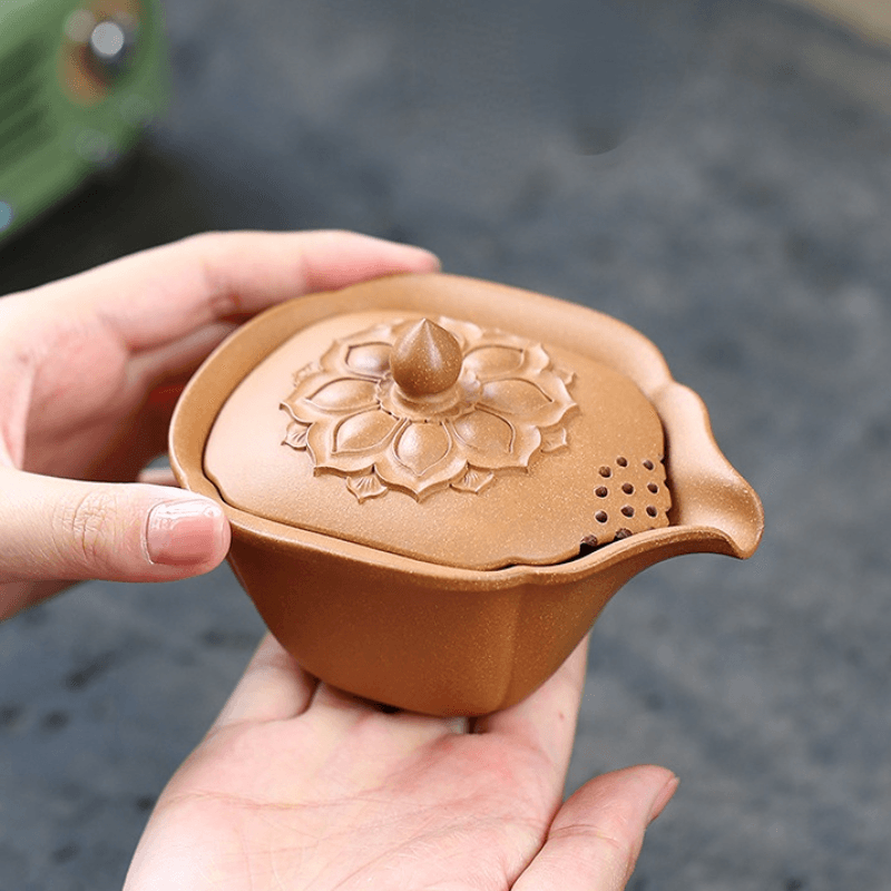 Handmade Yixing Zisha Hand-Grab Pot / Teapot [Lotus] (Zi Ni/Jiang Po Ni - 170ml) - YIQIN TEA HOUSE | yiqinteahouse.com | gaiwan, new arrival, teapot, teaware, zisha teapot