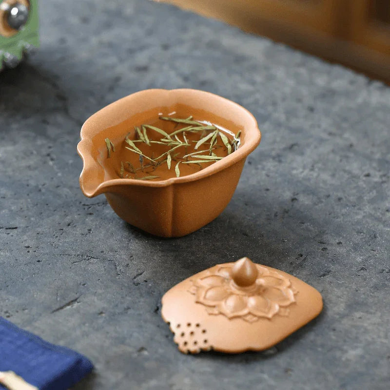 Handmade Yixing Zisha Hand-Grab Pot / Teapot [Lotus] (Zi Ni/Jiang Po Ni - 170ml) - YIQIN TEA HOUSE | yiqinteahouse.com | gaiwan, new arrival, teapot, teaware, zisha teapot