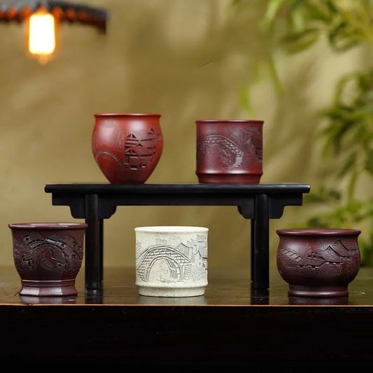 Handmade Yixing Zisha Master Tea Cup Gift Set [Jiangnan Shanshui] - YIQIN TEA HOUSE | yiqinteahouse.com | new arrival, tea cup, teaware