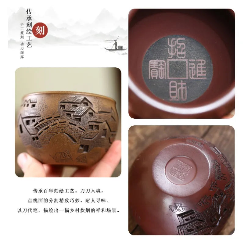 Handmade Yixing Zisha Master Tea Cup Gift Set [Spring of Jiangnan] - YIQIN TEA HOUSE | yiqinteahouse.com | tea cup, teaware