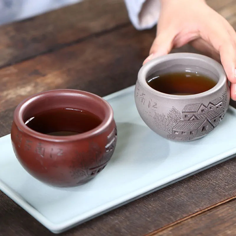 Handmade Yixing Zisha Master Tea Cup Gift Set [Spring of Jiangnan] - YIQIN TEA HOUSE | yiqinteahouse.com | tea cup, teaware