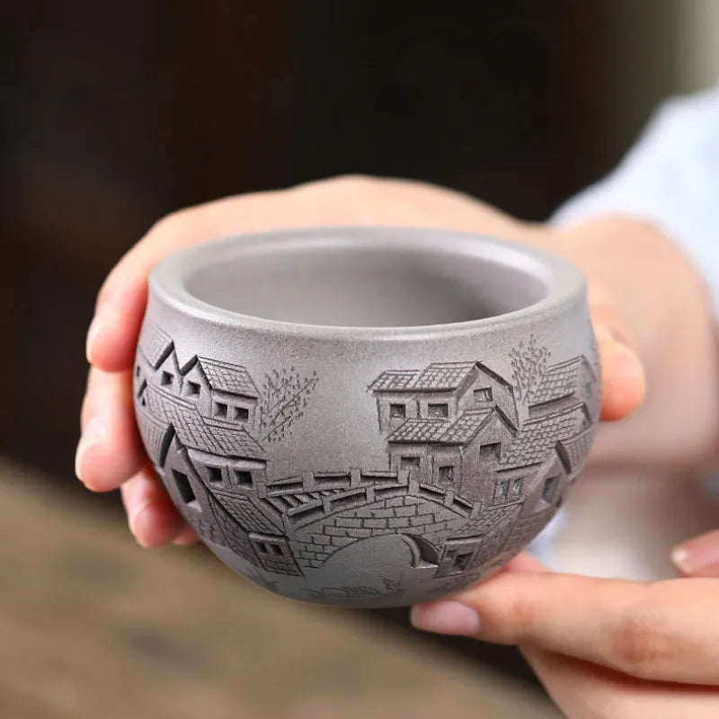 Handmade Yixing Zisha Master Tea Cup Gift Set [Spring of Jiangnan] - YIQIN TEA HOUSE | yiqinteahouse.com | tea cup, teaware