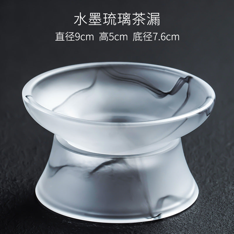 Ink Paint Glass Zhijue Tea Cup/Fair Cup/Gaiwan/Tea Strainer Full Set - YIQIN TEA HOUSE | yiqinteahouse.com | fair cup, gaiwan, tea cup, teaware, teaware set