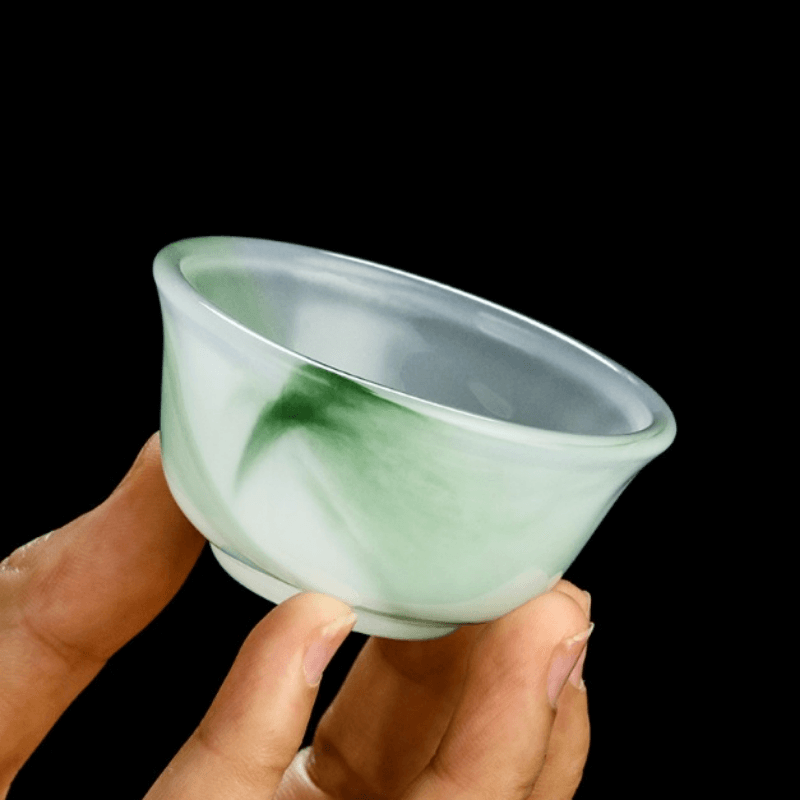 Ink Paint Jade Porcelain/Green Paint Emerald Runyu Tea Cup 30ml - YIQIN TEA HOUSE | yiqinteahouse.com | tea cup, teaware