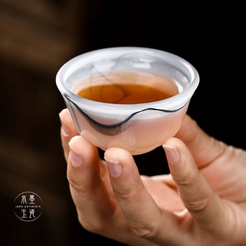 Ink Paint Jade Porcelain/Green Paint Emerald Runyu Tea Cup 30ml - YIQIN TEA HOUSE | yiqinteahouse.com | tea cup, teaware