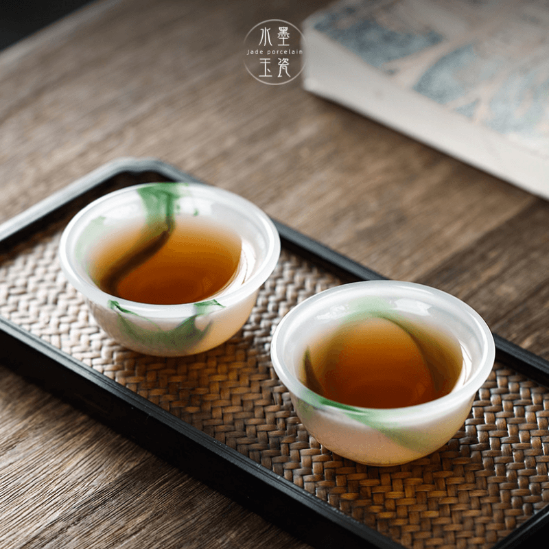 Ink Paint Jade Porcelain/Green Paint Emerald Runyu Tea Cup 30ml - YIQIN TEA HOUSE | yiqinteahouse.com | tea cup, teaware