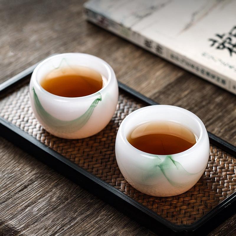 Ink Paint Jade Porcelain/Green Paint Emerald Zhijue Tea Cup 50ml - YIQIN TEA HOUSE | yiqinteahouse.com | tea cup, teaware