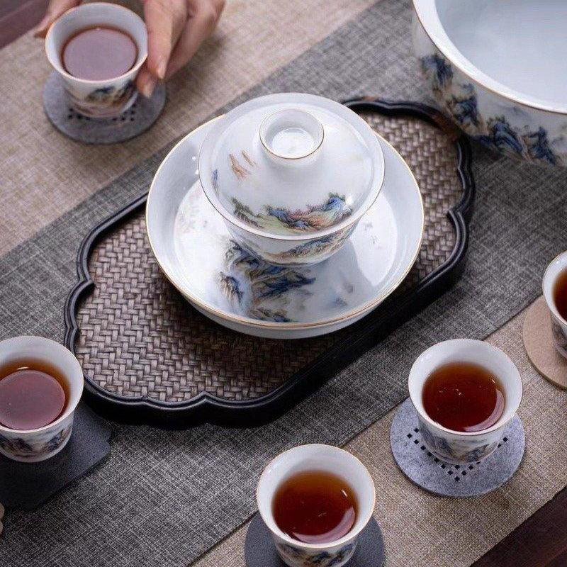 Jingdezhen Qianli Jiangshan Ceramic 12pcs Tea Set - YIQIN TEA HOUSE | yiqinteahouse.com | teaware, teaware set