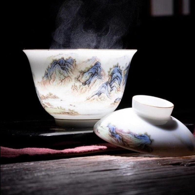 Jingdezhen Qianli Jiangshan Ceramic 12pcs Tea Set - YIQIN TEA HOUSE | yiqinteahouse.com | teaware, teaware set