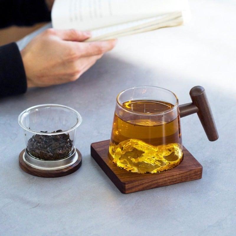 Mountain/Snow Mountain Glass Tea Mug 400ml - YIQIN TEA HOUSE | yiqinteahouse.com | tea mug, teaware