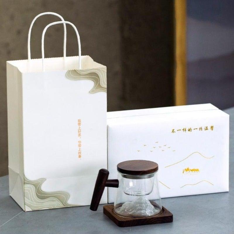 Mountain/Snow Mountain Glass Tea Mug 400ml - YIQIN TEA HOUSE | yiqinteahouse.com | tea mug, teaware