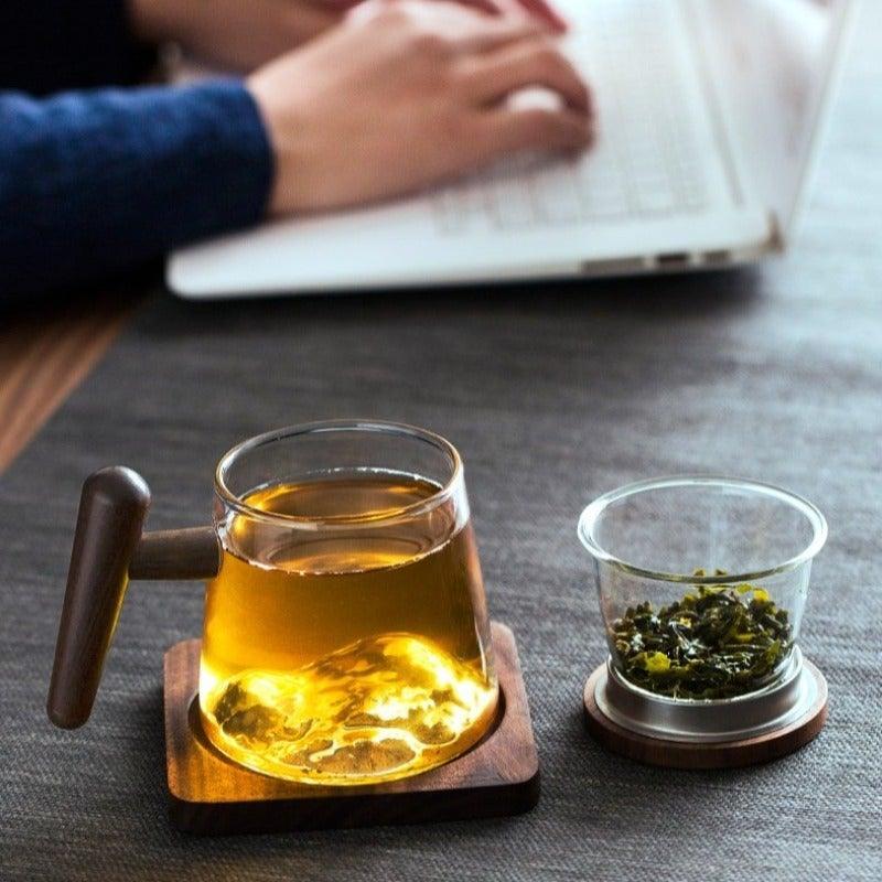 Mountain/Snow Mountain Glass Tea Mug 400ml - YIQIN TEA HOUSE | yiqinteahouse.com | tea mug, teaware