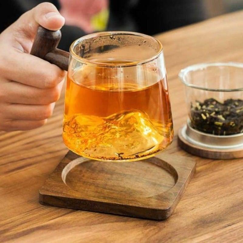 Mountain/Snow Mountain Glass Tea Mug | 观山/雪山玻璃茶水分离泡茶杯 - YIQIN TEA HOUSE 一沁茶舍  |  yiqinteahouse.com