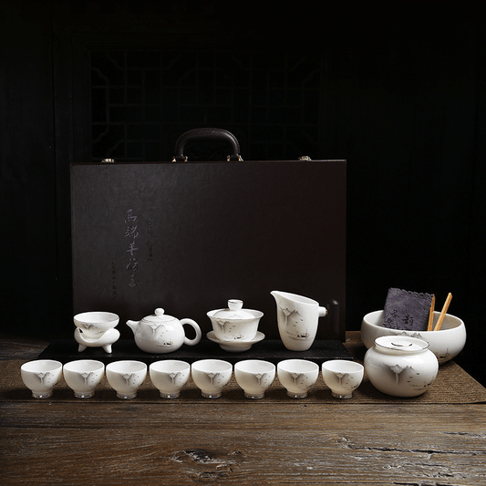 Mutton Fat Jade White Porcelain Tea Gift Set [Shangshan Ruoshui] - YIQIN TEA HOUSE | yiqinteahouse.com | ceramic teapot, new arrival, teaware, teaware set