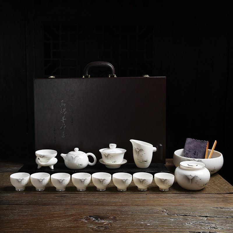 Mutton Fat Jade White Porcelain Tea Gift Set [Shangshan Ruoshui] - YIQIN TEA HOUSE | yiqinteahouse.com | ceramic teapot, new arrival, teaware, teaware set