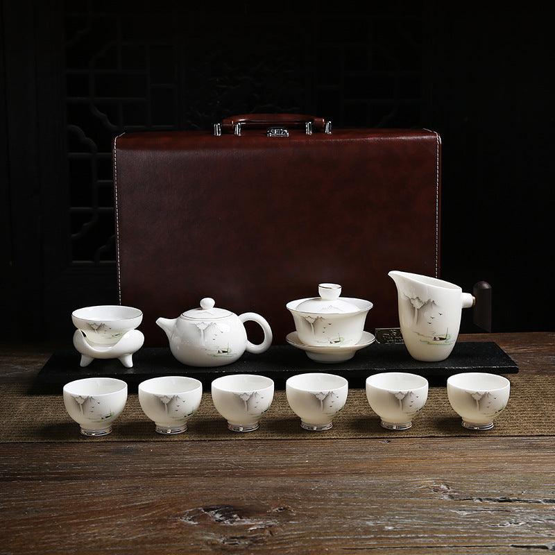 Mutton Fat Jade White Porcelain Tea Gift Set [Shangshan Ruoshui] - YIQIN TEA HOUSE | yiqinteahouse.com | ceramic teapot, new arrival, teaware, teaware set