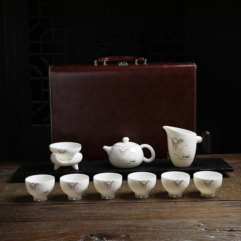 Mutton Fat Jade White Porcelain Tea Gift Set [Shangshan Ruoshui] - YIQIN TEA HOUSE | yiqinteahouse.com | ceramic teapot, new arrival, teaware, teaware set