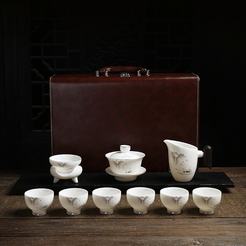 Mutton Fat Jade White Porcelain Tea Gift Set [Shangshan Ruoshui] - YIQIN TEA HOUSE | yiqinteahouse.com | ceramic teapot, new arrival, teaware, teaware set