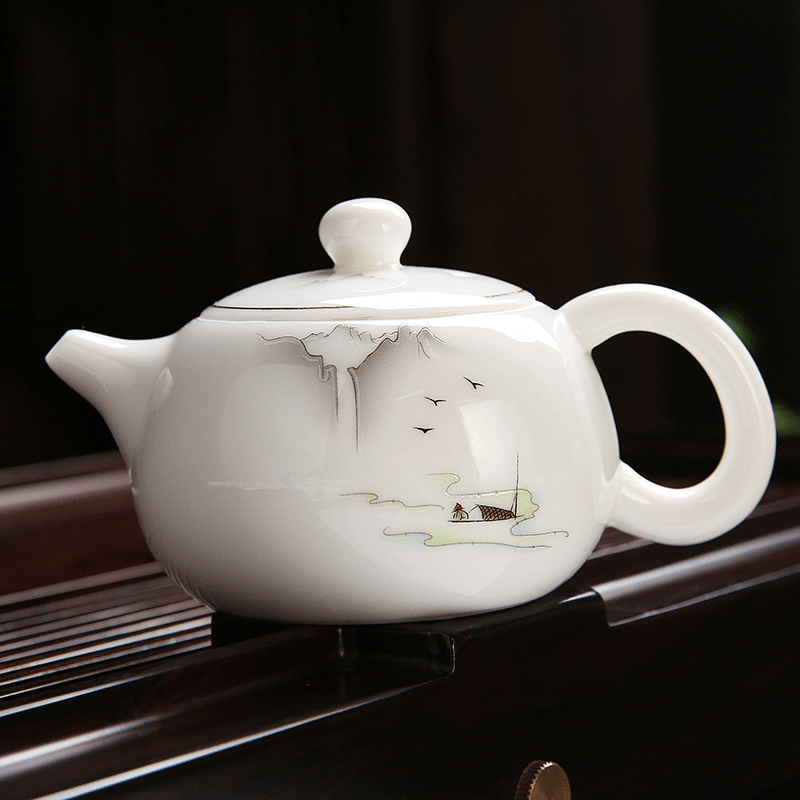 Mutton Fat Jade White Porcelain Tea Gift Set [Shangshan Ruoshui] - YIQIN TEA HOUSE | yiqinteahouse.com | ceramic teapot, new arrival, teaware, teaware set