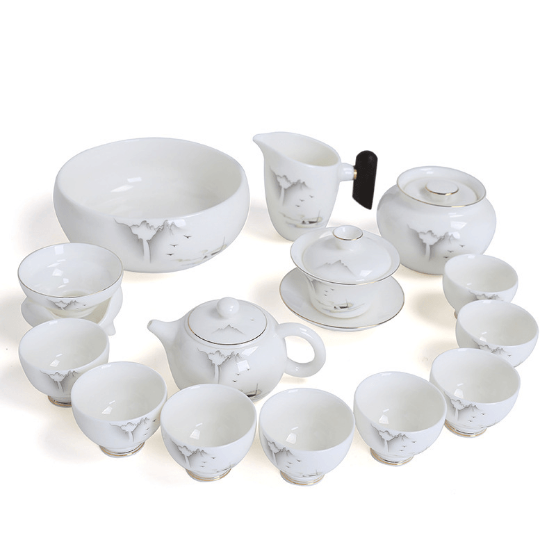 Mutton Fat Jade White Porcelain Tea Gift Set [Shangshan Ruoshui] - YIQIN TEA HOUSE | yiqinteahouse.com | ceramic teapot, new arrival, teaware, teaware set