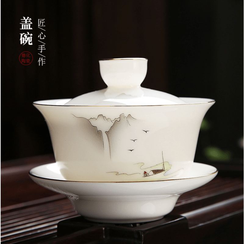 Mutton Fat Jade White Porcelain Tea Gift Set [Shangshan Ruoshui] - YIQIN TEA HOUSE | yiqinteahouse.com | ceramic teapot, new arrival, teaware, teaware set