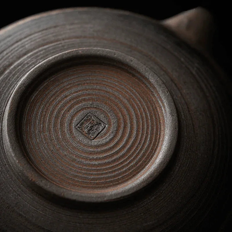 Retro Burn Coarse Pottery Storage Tea Tray (with Rattan Mat) - YIQIN TEA HOUSE | yiqinteahouse.com | tea tray, teaware