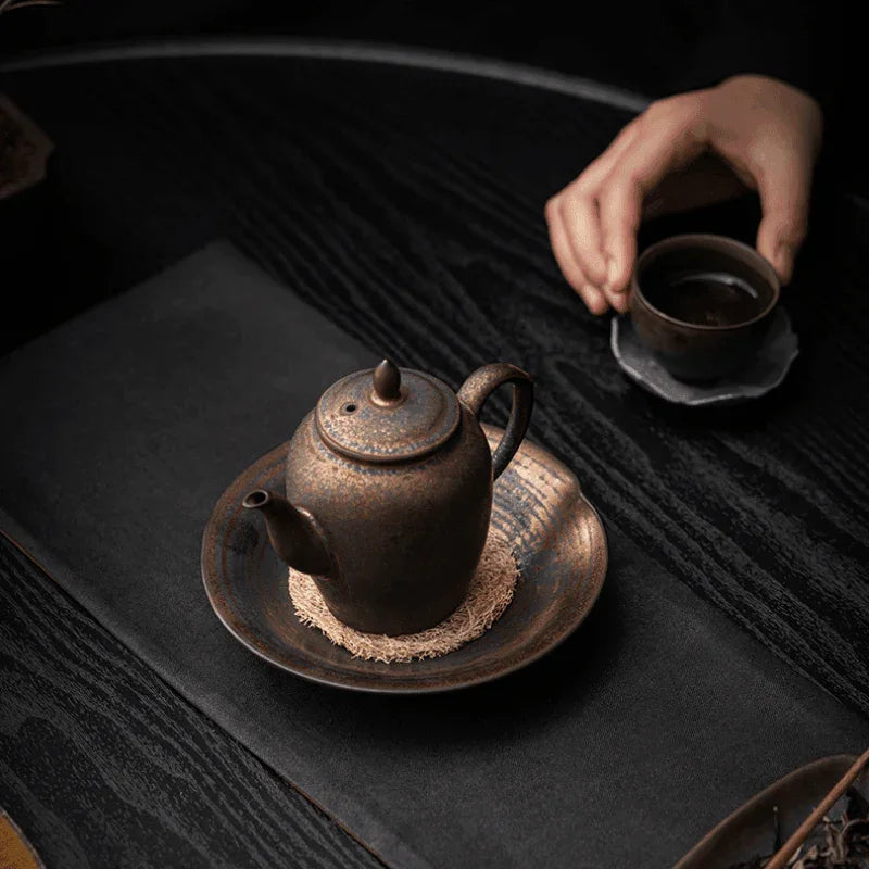 Retro Gilded Ceramic Tea Tray - YIQIN TEA HOUSE | yiqinteahouse.com | retro gilded, tea tray, teaware