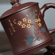 将图片加载到图库查看器，Yixing Purple Clay Tea Mug [3 Friends of Winter] | 宜兴紫砂泥绘 [岁寒三友] 盖杯 - YIQIN TEA HOUSE 一沁茶舍  |  yiqinteahouse.com
