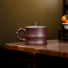 將圖片載入圖庫檢視器 Yixing Purple Clay Tea Mug [Bamboo] | 宜兴紫砂刻绘 [竹节] 盖杯 - YIQIN TEA HOUSE 一沁茶舍  |  yiqinteahouse.com

