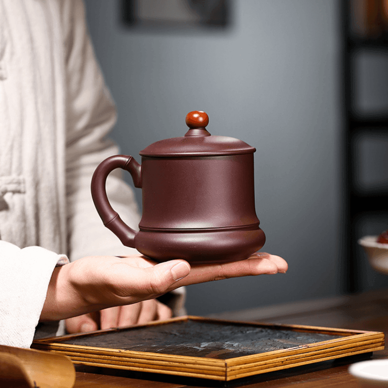 Yixing Purple Clay Tea Mug [Good Luck] | 宜兴紫砂泥绘山水 [鸿运当头] 盖杯 - YIQIN TEA HOUSE 一沁茶舍  |  yiqinteahouse.com